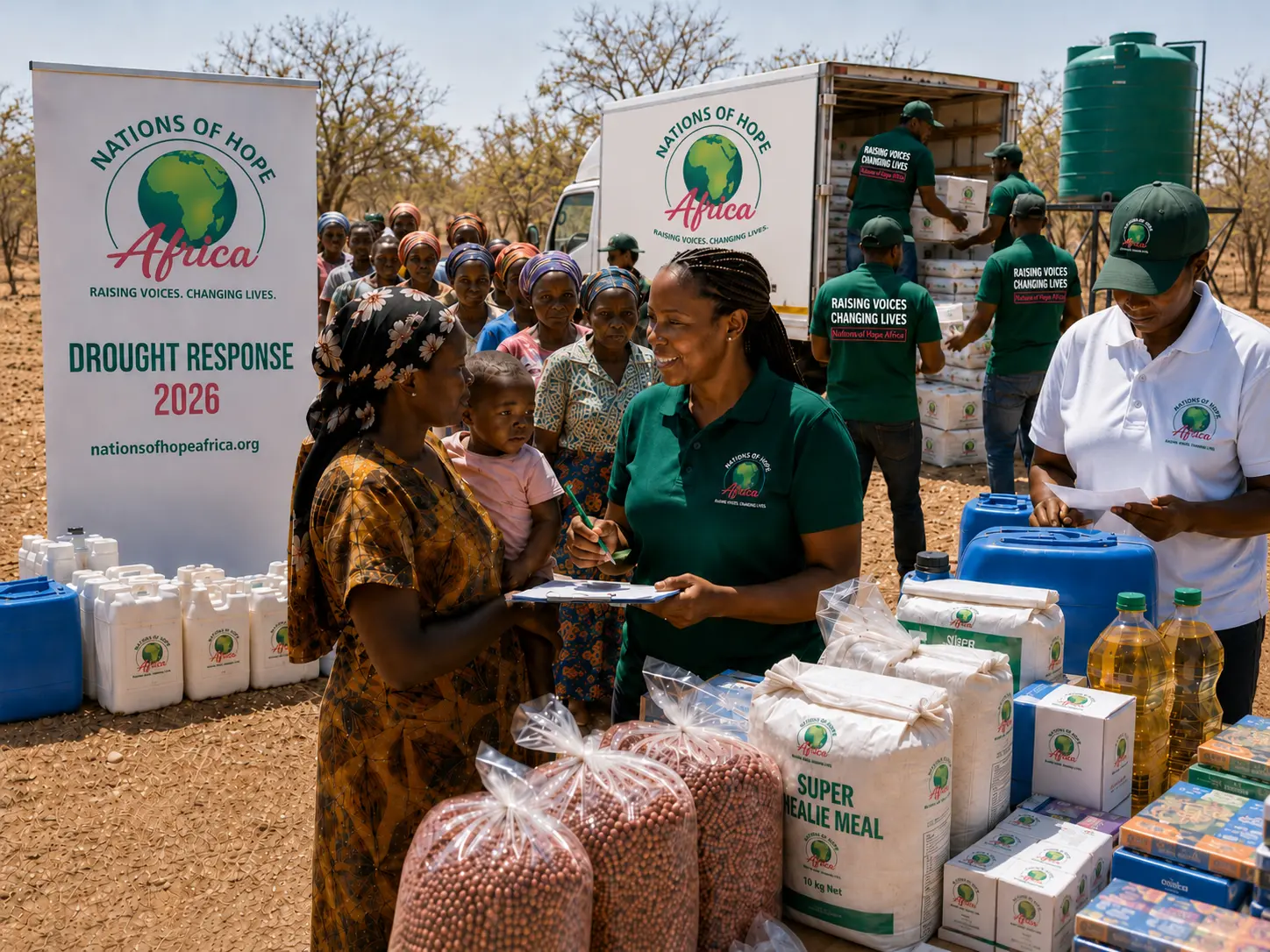 Relief supplies being prepared for distribution