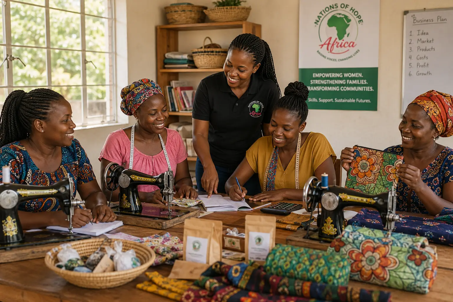 Women collaborating in a community workshop