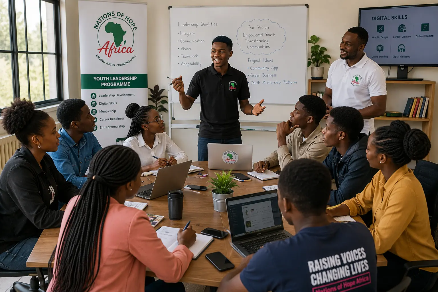 Young leaders meeting in a community setting